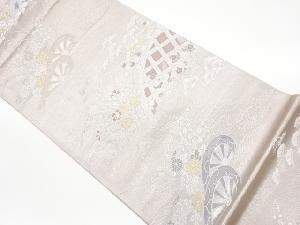 リサイクル　蛇籠に波・秋草模様織出し袋帯